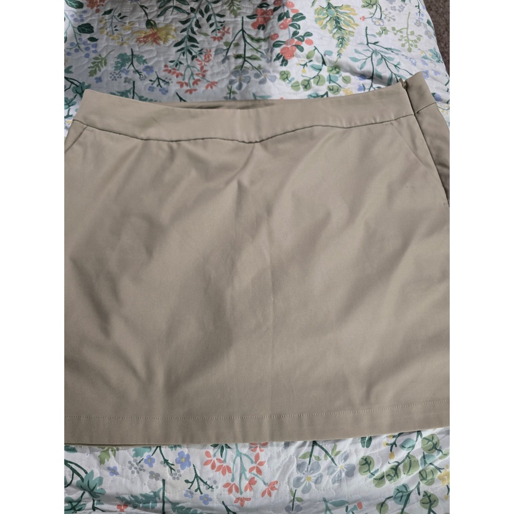 Nike Golf Dri-FIT Skort Tan Khaki Athletic Skort Women Size 14 Side Zip Pockets - Picture 1 of 3